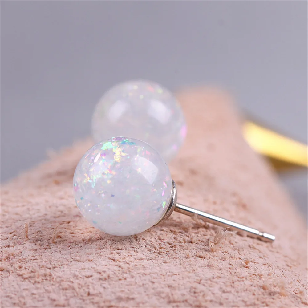 

High Quality S925 Silver Colorful Opal Stone Crystal Beads Earrings Rhinestone Stud Earrings For Women Gift