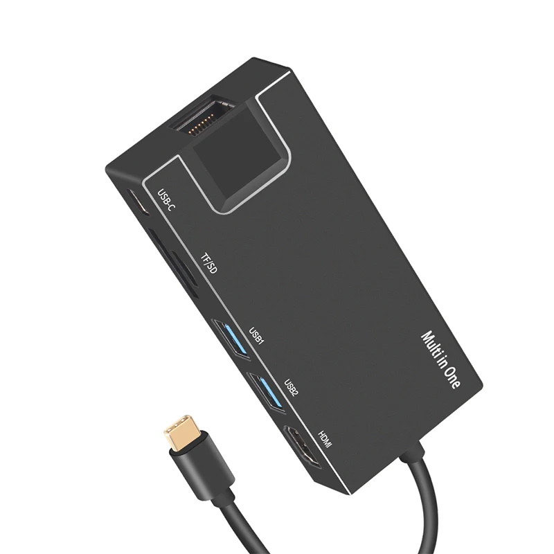 Док-станция Fealushon type C-HDMI USB3.0 RJ45 Gigabit PD Hub для ноутбука Macbook Pro hp DELL Surface lenovo samsung Dock