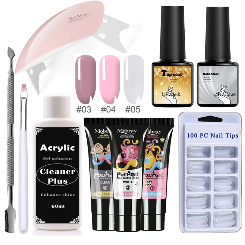 

4pcs poly gel set Nail Builder Gel Soak off UV off white Acryl Gel Quick Building Finger Extension Camouflage nail art