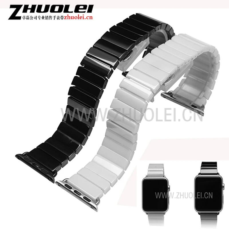 

New arrival link bracelet band for apple watchband high quality polished ceramic strap white and black 38|42mm iwatch band