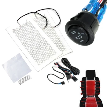 

Car Seat Heater Pad Carbon Fiber Heating Pads 12V Universal Winter Seat Warmer Install Round Switch Heated Seat Kits Accessories