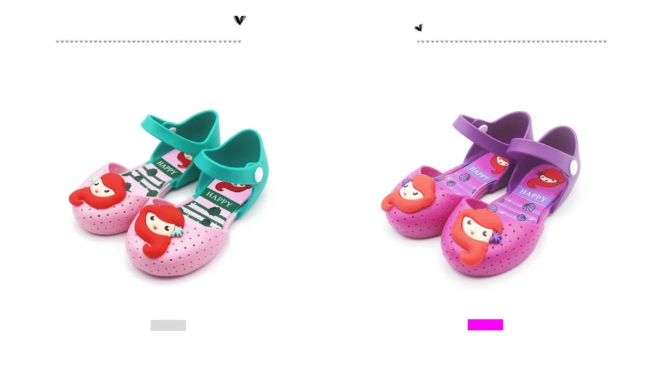 Mini Melissa/стильные прозрачные сандалии принцессы русалки для девочек; Новинка года; милые прозрачные сандалии для девочек; Детские пляжные сандалии с мягкой подошвой