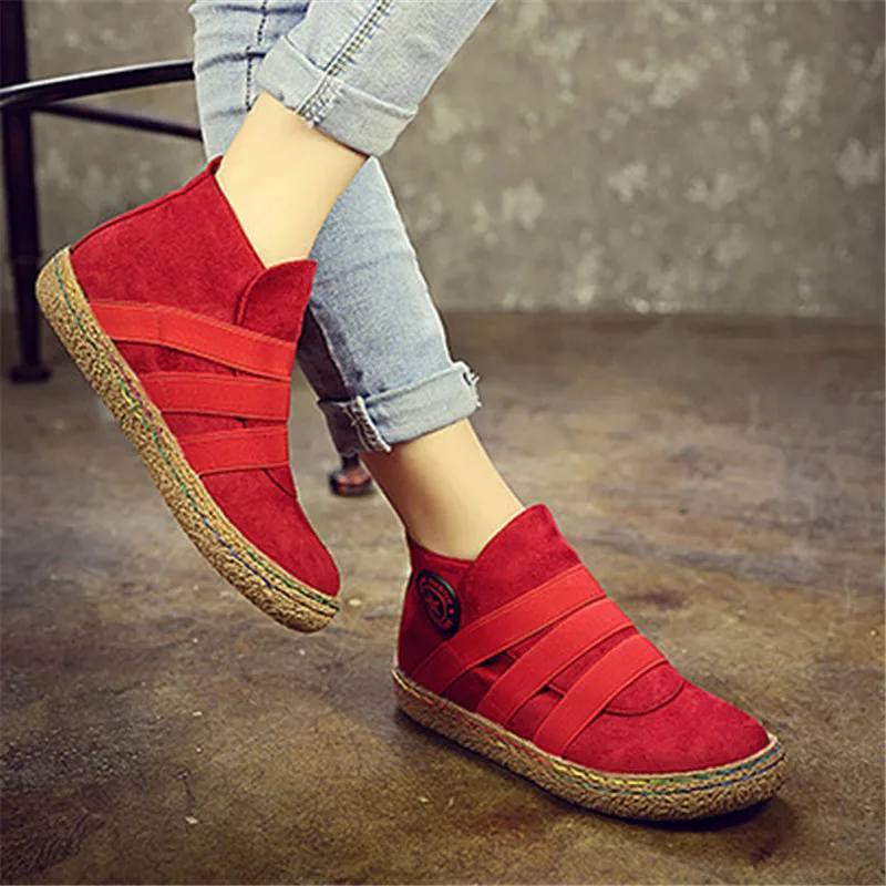 flat slip on ankle boots