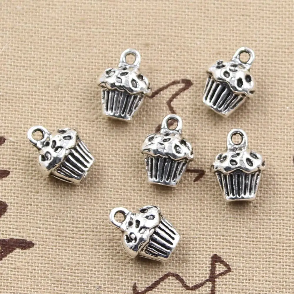 

10pcs Charms 3D cupcake cake 13x10x8mm Antique Silver Bronze Plated Pendants Making DIY Handmade Tibetan Silver Bronze Jewelry