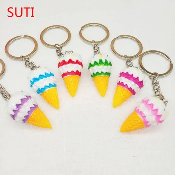

SUTI 50PCS Random Color Style keyring Ice cream Charm Mobile Phone Strap Keychain bag Pendant Cute key ring