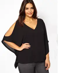 Женские шифоновые блузки Блузы больших размеров 5xl 6xl v-образным вырезом рукав «летучая мышь» Повседневная шифоновая рубашка женская