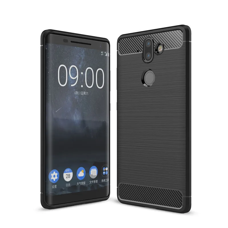 Best Anti Skid Environmental Carbon Fiber Texture Brush Pattern Soft TPU Silicone Phone Case Cover For Nokia 3 2 7 5 Nokia 6 8 9 Capa