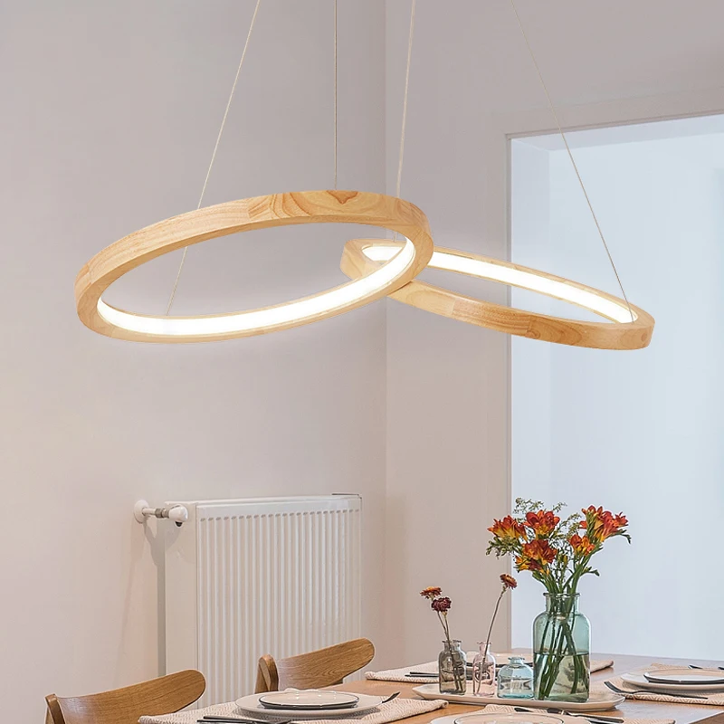 

Wooights Modern Pendant Chandelier Lighting for Office Dining room Kitchen 110V 220V Lustre Cord Wooden Chandelier for home