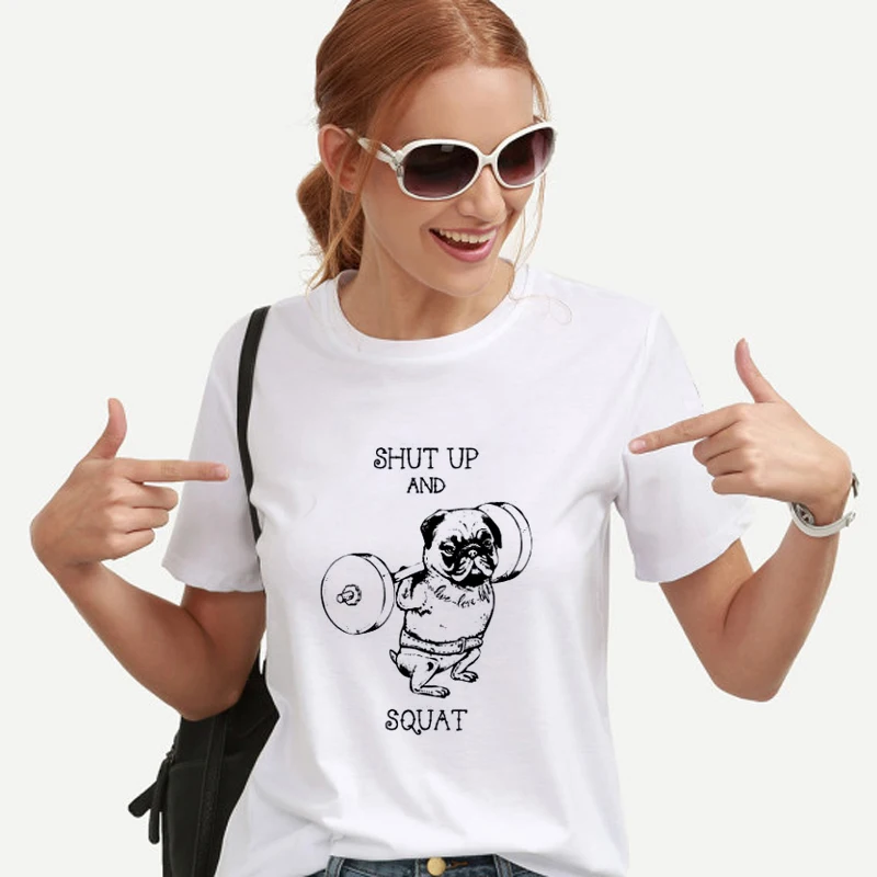 Футболка из хлопка высшего качества с Мопсом Повседневная футболка nuovo disegno