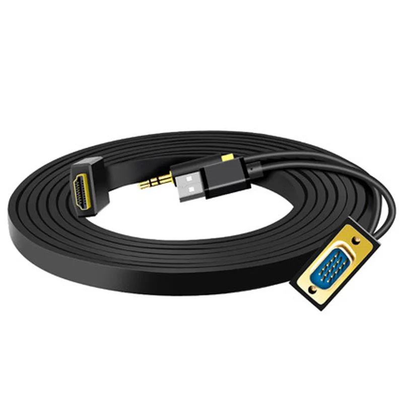 1 м 3 VGA в HDMI адаптер с USB кабелем цифровой аналоговый видео аудио конвертер для ПК