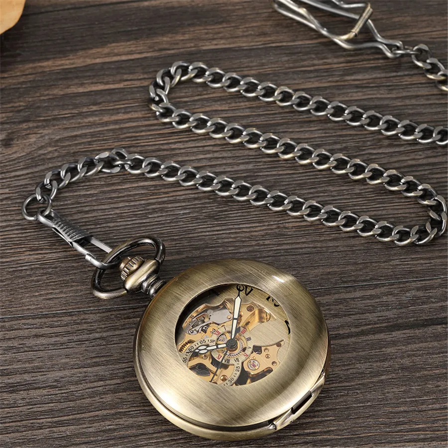 Antigo Suave Mecânica Pocket Watch cadeia Fob