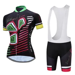 2019 Для женщин гоночный велосипед Джерси Наборы женские рубашки с бретелями шорты устанавливает MTB Велосипедное трико леди экиппировка для