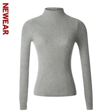 NEWEAR Women Turtleneck Knitted Sweater Female High Elastic Slim Pullover Winter all match Basic Long Sleeve