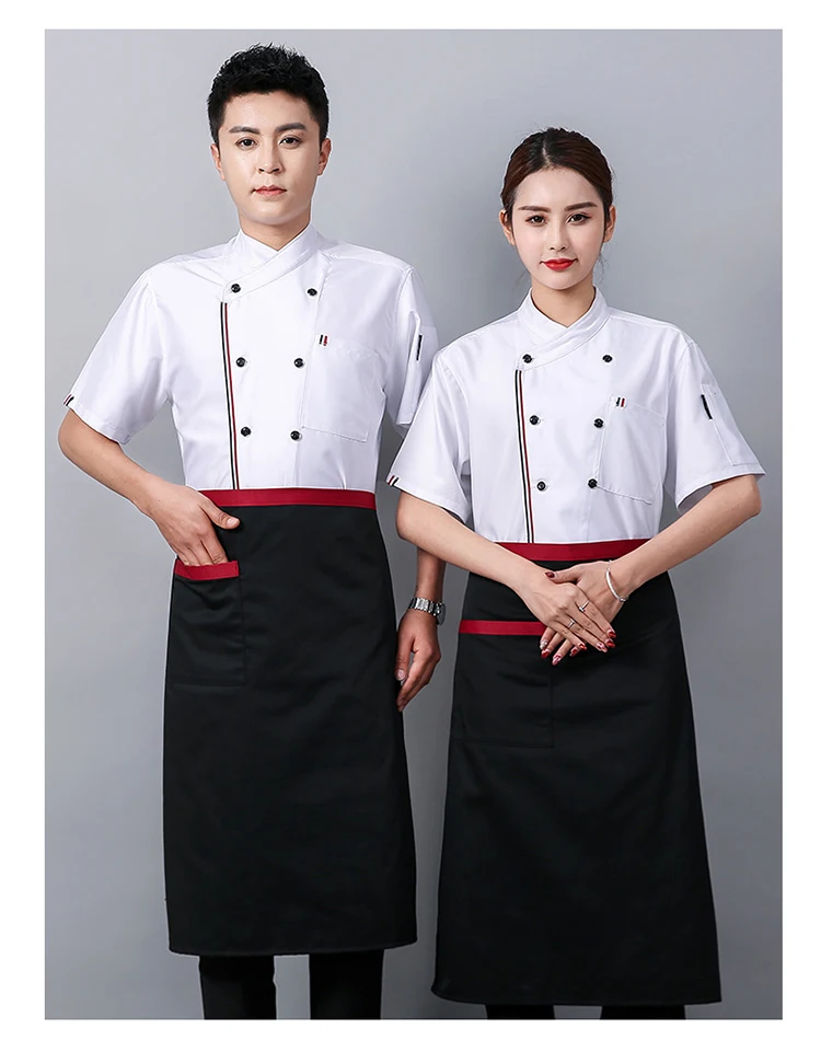 Новые мужские и женские поварская рубашка двубортная куртка с короткими рукавами ресторанное обслуживание выпечка западный ресторан
