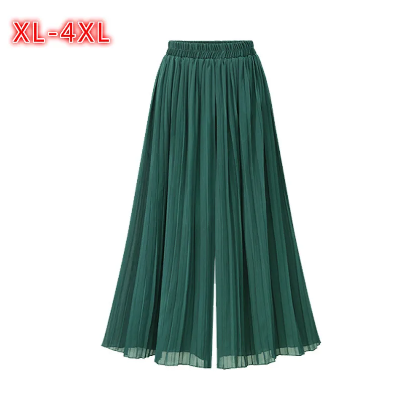 

High Waist Wide leg Pants Elegante Fashion Pleated Loose Culotte Women Summer Pants 2018 Elastic Waist Pantalon Mujer