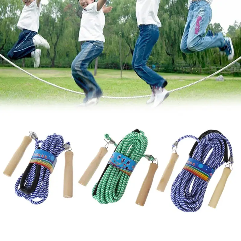 Hot Jump Rope Wooden Handle Skipping 5m 7m 10m Gym School Group Multi Person Rope Jumping Fitness Equipment