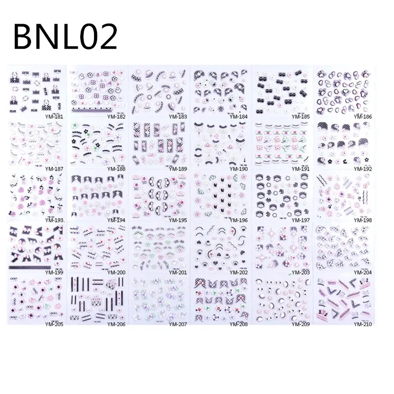 

30sheets in one 3D Pink Nail Art Stickers Flower Lace UV Nail Gel Tips Manicure Decals Lace Nail Art Stickers Transfer Decals