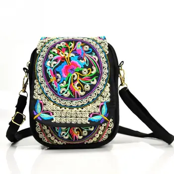 

Vintage Mini Ethnic Embroidery Handbag Women Chinese Style Canvas Shoulder Crossbody Bag Hippie Tote Messenger