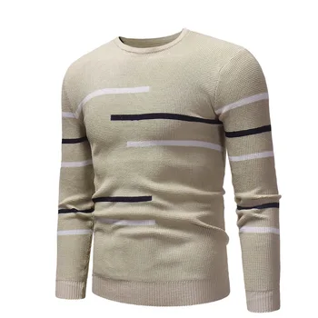 

ZOGAA 2019 Autumn Winter New Leisure Men Fashion Comfortable Round Turtleneck Sweater Casual Striped Men Winter Clothes 4 Colors