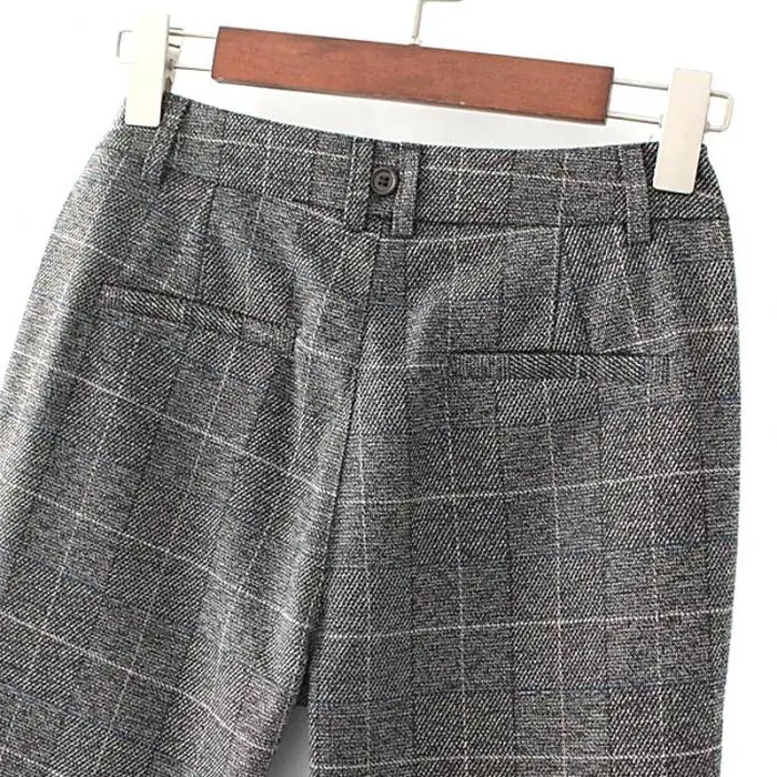 Новые популярные мужские ретро серые клетчатые брюки винтажные повседневные брюки с подтяжками TS95
