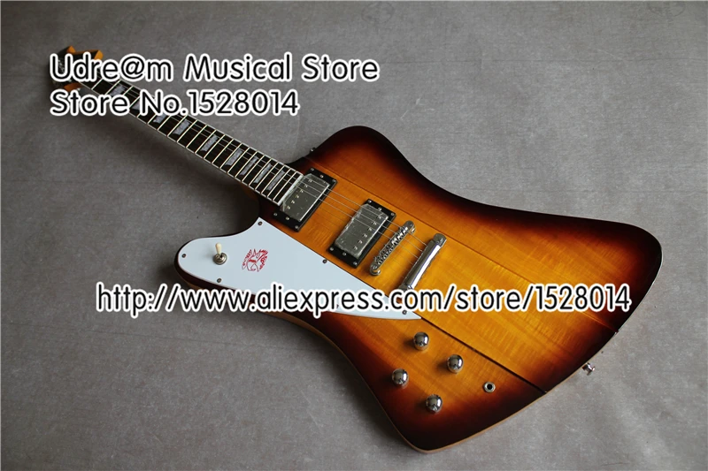 

New Arrival Left Handed Firebird Suneye Electric Guitars China Cherry Sunburst Chrome Hardware Guitar For Sale