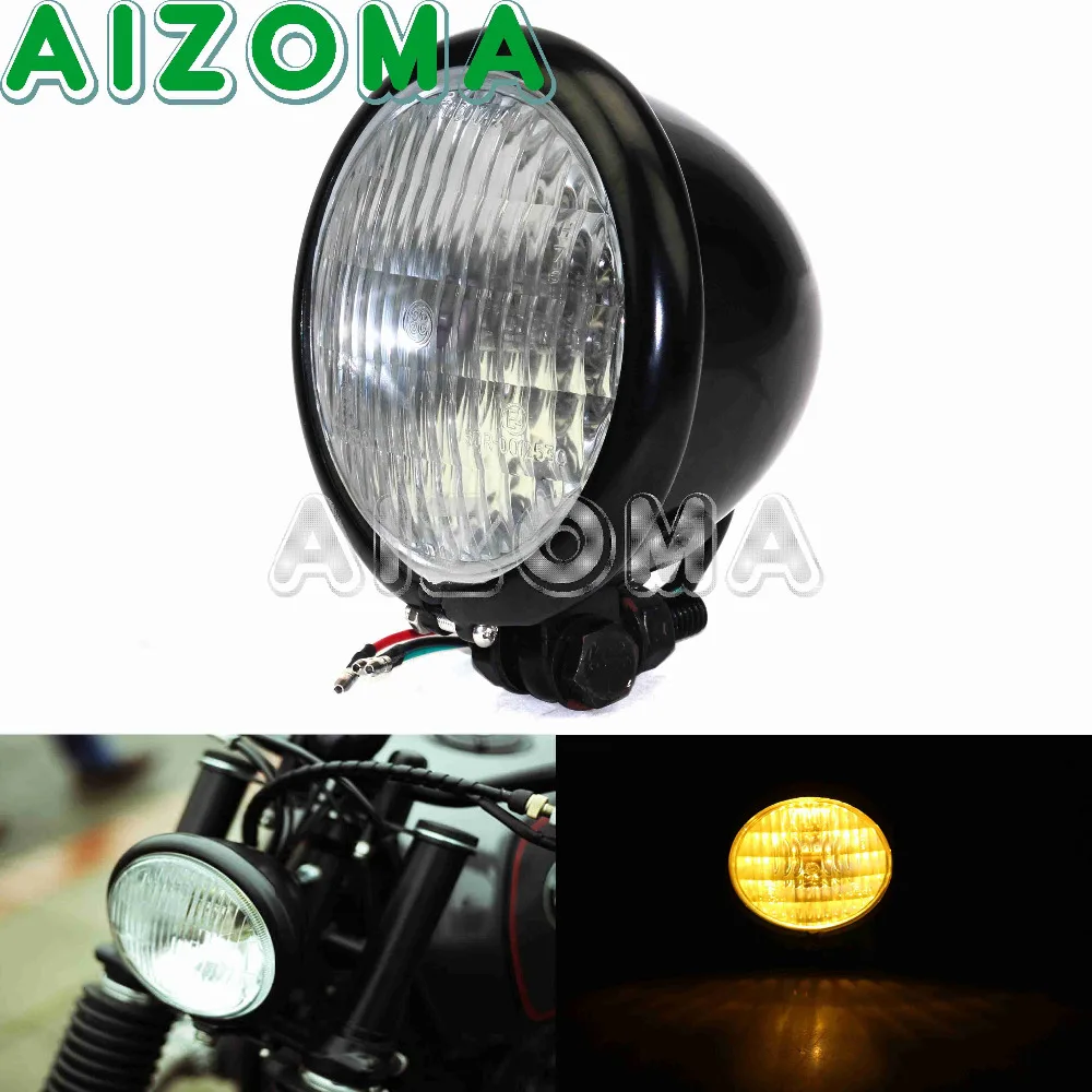 

EMark Black 4.5'' Cruiser Motorcycle Headlights Custom Bobbor Amber Light Headlamp For Cov Touring 883 Street Glide Road King