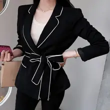 Лук ol пальто с длинными рукавами костюм Тонкий Женский блейзер пояс