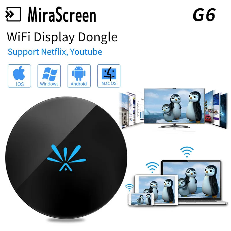 

Free Shipping Mini G6 Wireless WiFi Display TV stick Mirascreen Dongle Android Miracast for netflix youtube