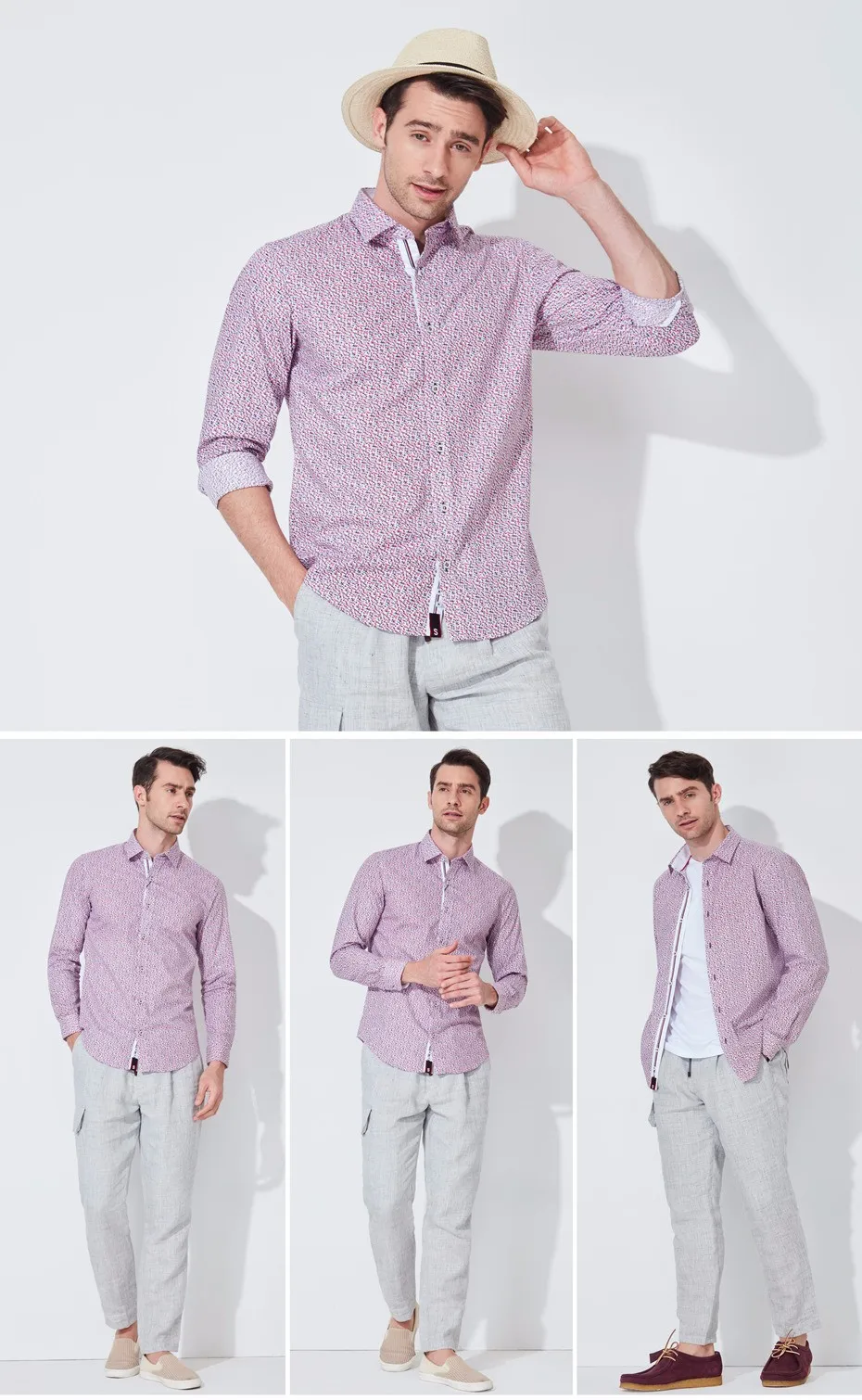 Floral Printed Men's  Long Sleeve Casual Shirts Classic Male Dress Shirt  Spring And Autumn 3