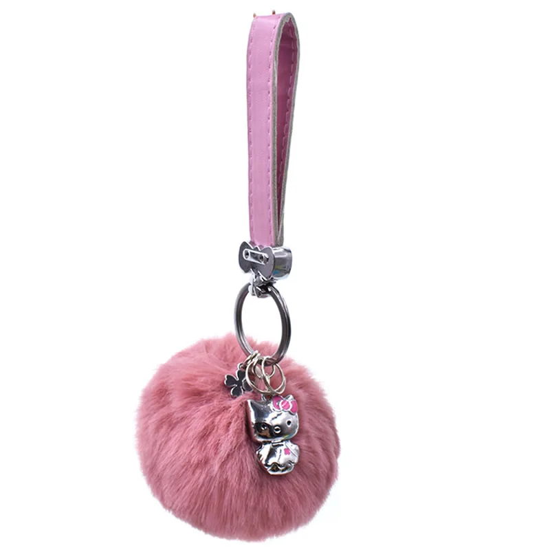 

Hello Kitty Bear Keychain Pompom Avengers Key Chain Jewelry Fur Ball Key Chain Fluffy Pom Pom Keyring Women Car Bag Key Ring