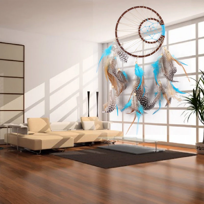 DIY Large Dream Catcher with Feathers Home Wall Hanging Decoration Car Ornament