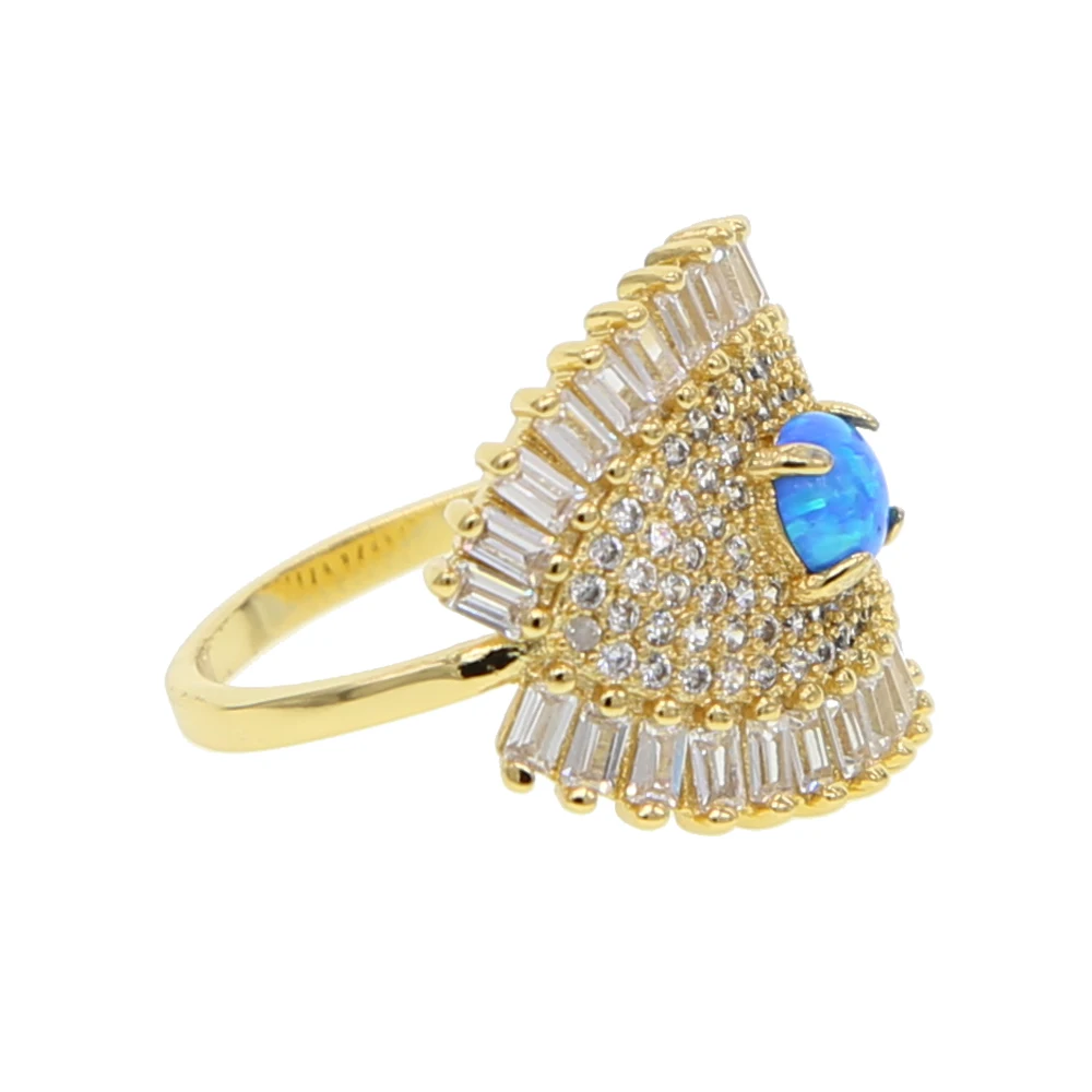 

eye symbol gold color Rings blue opal for womenTrendy jewellery dropshipping bagues femme statement jewelry