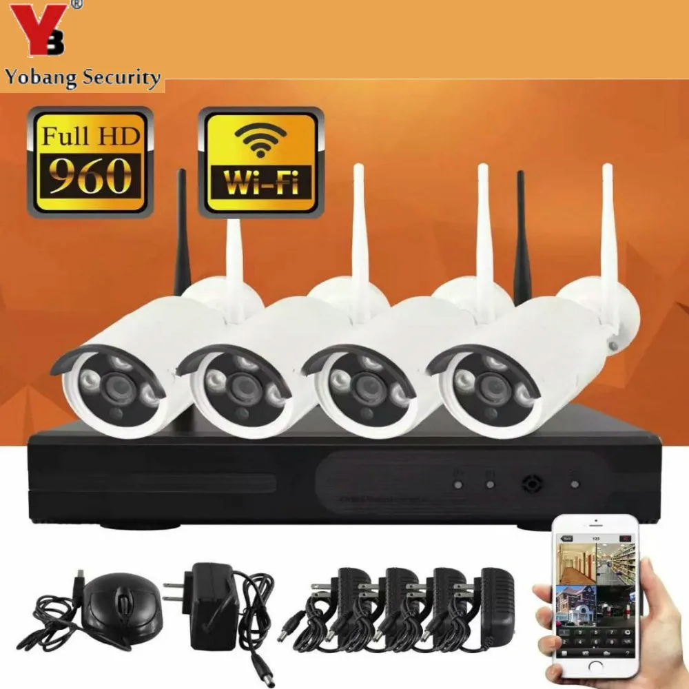 

Yobang Security 4CH WIFI Wireless CCTV Camera System 1.3MP 960P 4pcs Outdoor IP Camera NVR Kit Video Visual Surveillance System