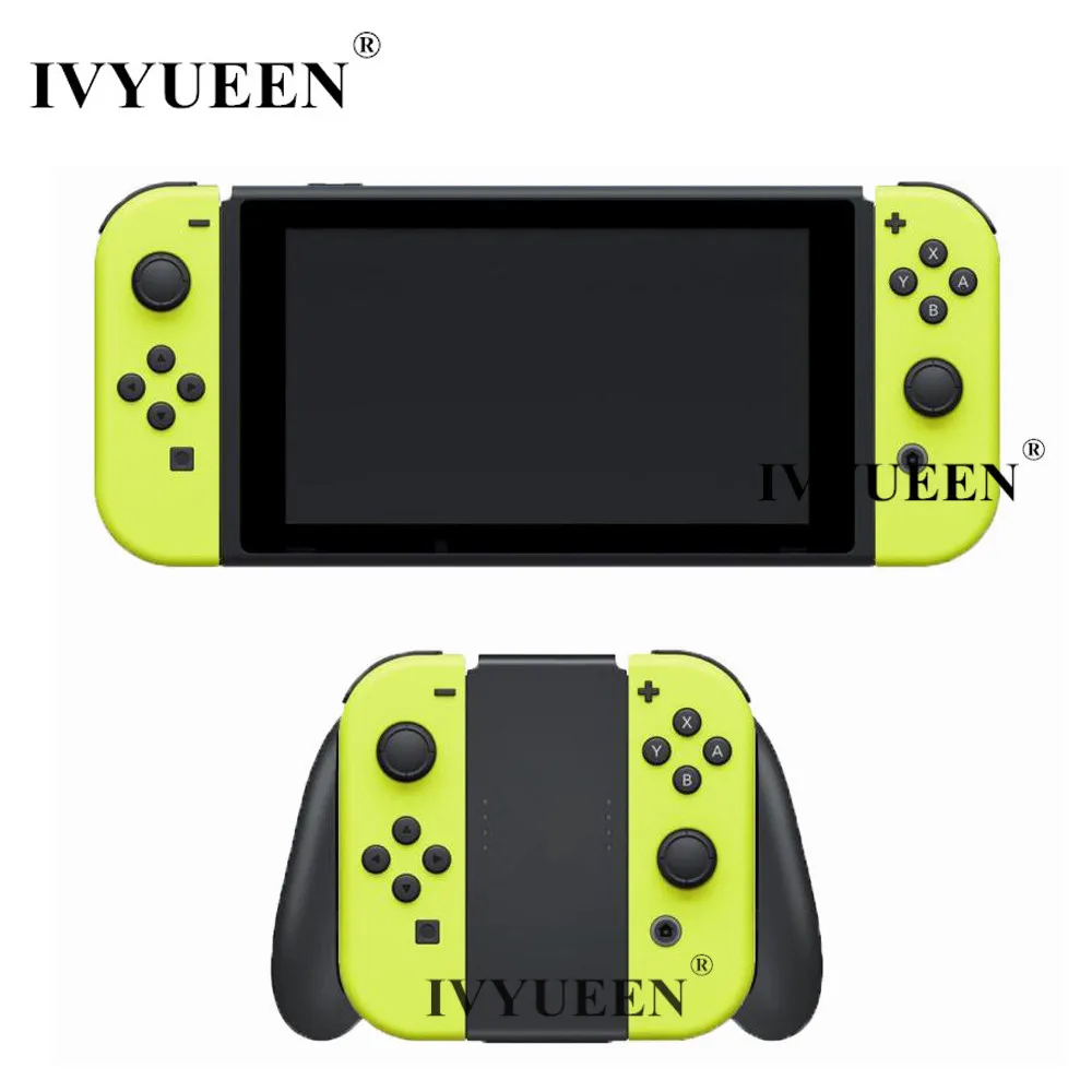 

IVYUEEN for Nintend Switch NX Joy-Con Neon Yellow Replacement Housing Shell Case for JoyCons Controller Cover Skin with Frame