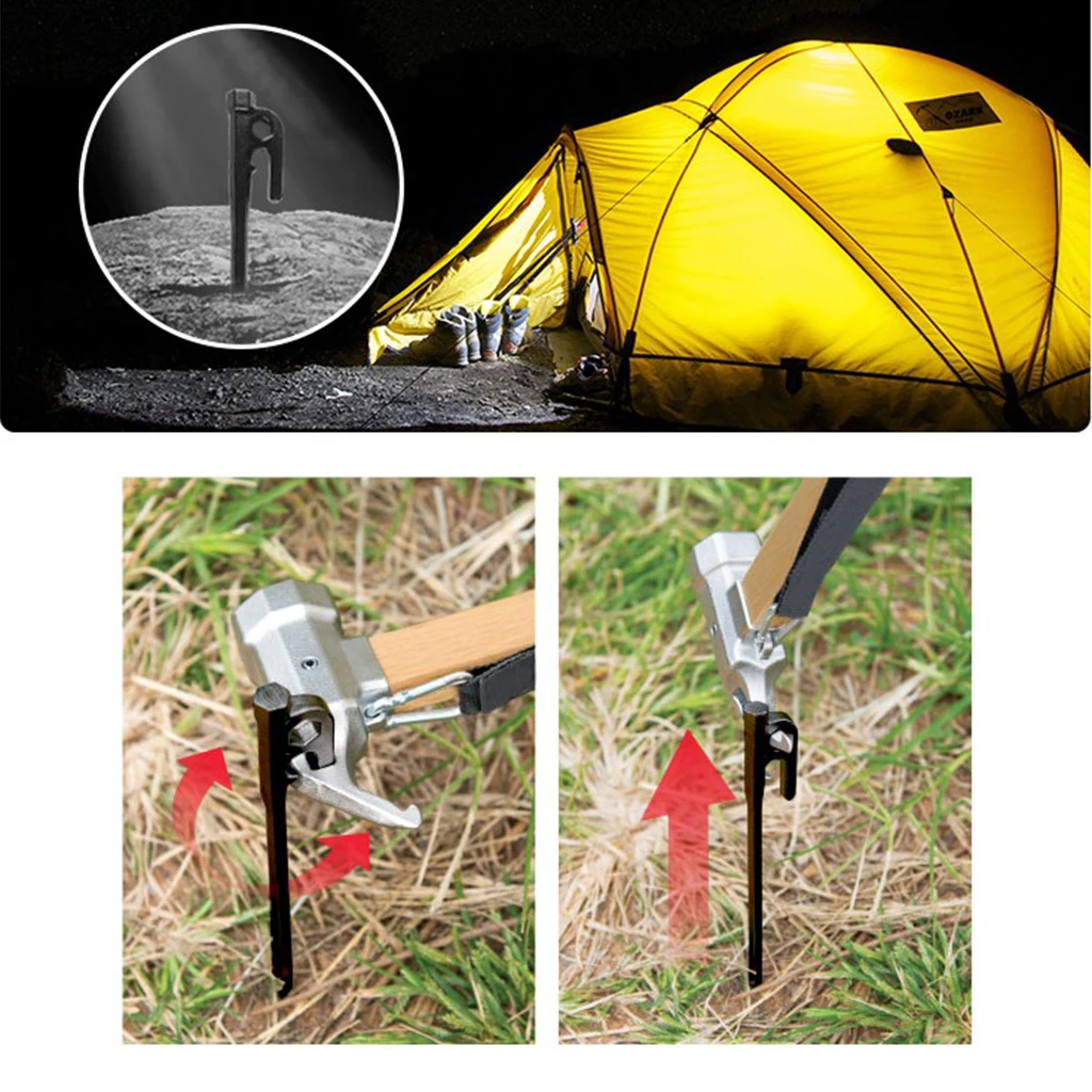 4 PCS Heavy Duty Rustproof Metal Camping Stakes Cast Iron Tent Pegs Ground Nails for Hiking Hunting Hard Ice Rocky Areas