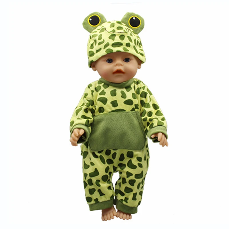 

Green Frog Cartoon Doll Hoodie Fit for 43cm Barbies Doll Winter Coat Barbies Doll Accessory for Unisex Baby Birthday Toy Clothes