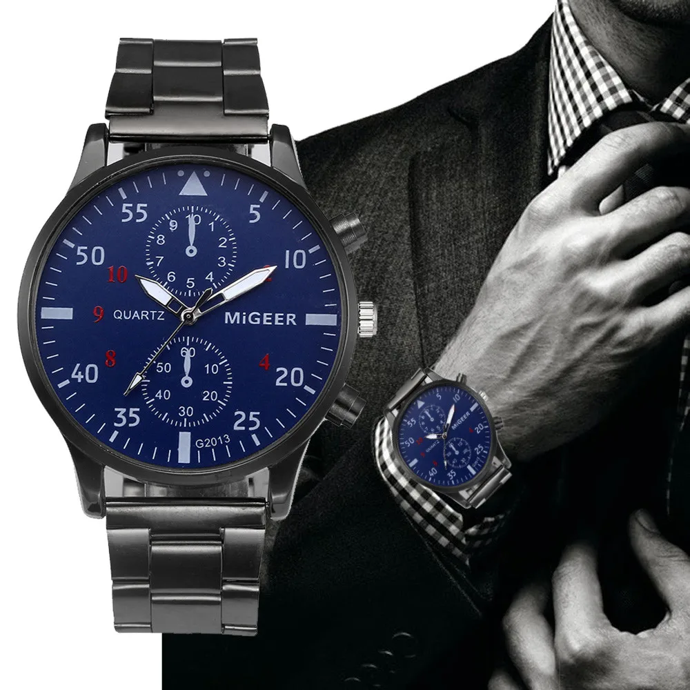 

Watch Men Fashion Men Crystal Stainless Steel Analog Quartz Wrist Watch Bracelet Male Hour Clock Relogio Masculino Perfect A40