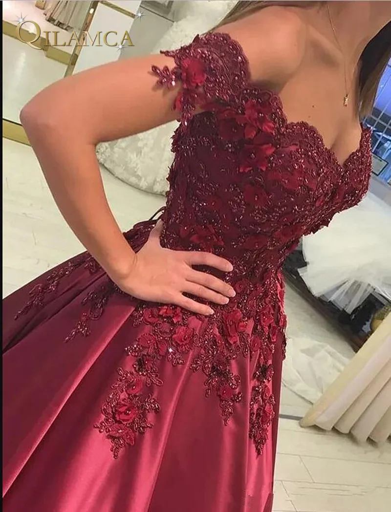 elegant-model-ball-gown-off-the-shoulder-dark-red-evening-dresses-sweep-train-elastic-appliques-lace-beaded-lace-up-prom-dresses (1)