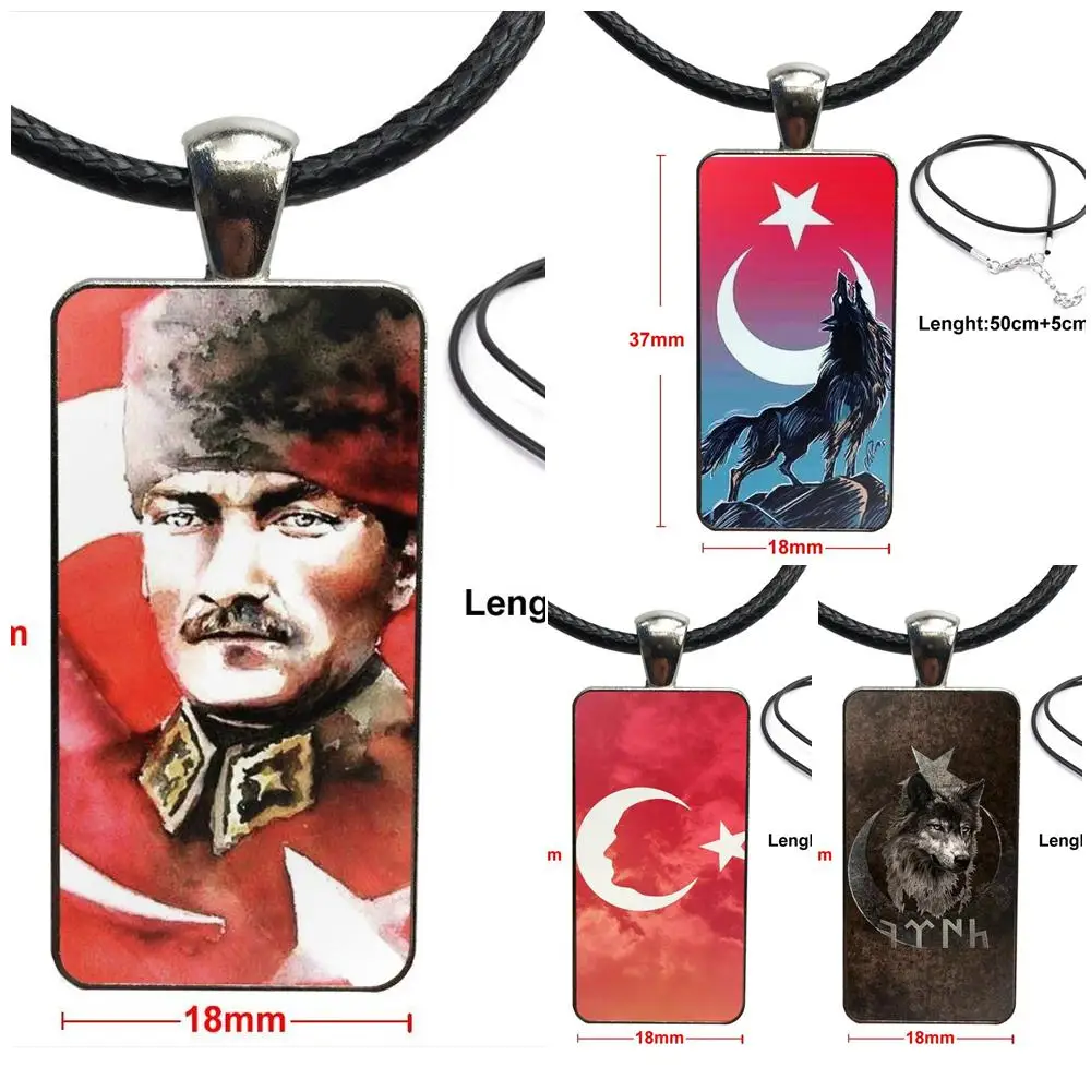

Picture Turkey Flag Fashion Necklace Handmade Rectangle Shape Choker Necklace Jewelry Multi Designs For Girls Handmade Gift