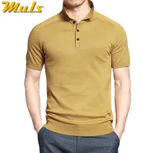 10 цветов, летние мужские свитера поло, простой стиль, хлопковые трикотажные короткие мужские пуловеры, топы, футболки, дышащие, 4XL Muls, брендовые rl-7626