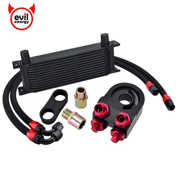 

evil energy 13Row AN10 Engine Transmission Oil Cooler Kit+Oil Adapter Filter+Swivel Fuel Hose Line+AN10 Seprator Divider Clamp