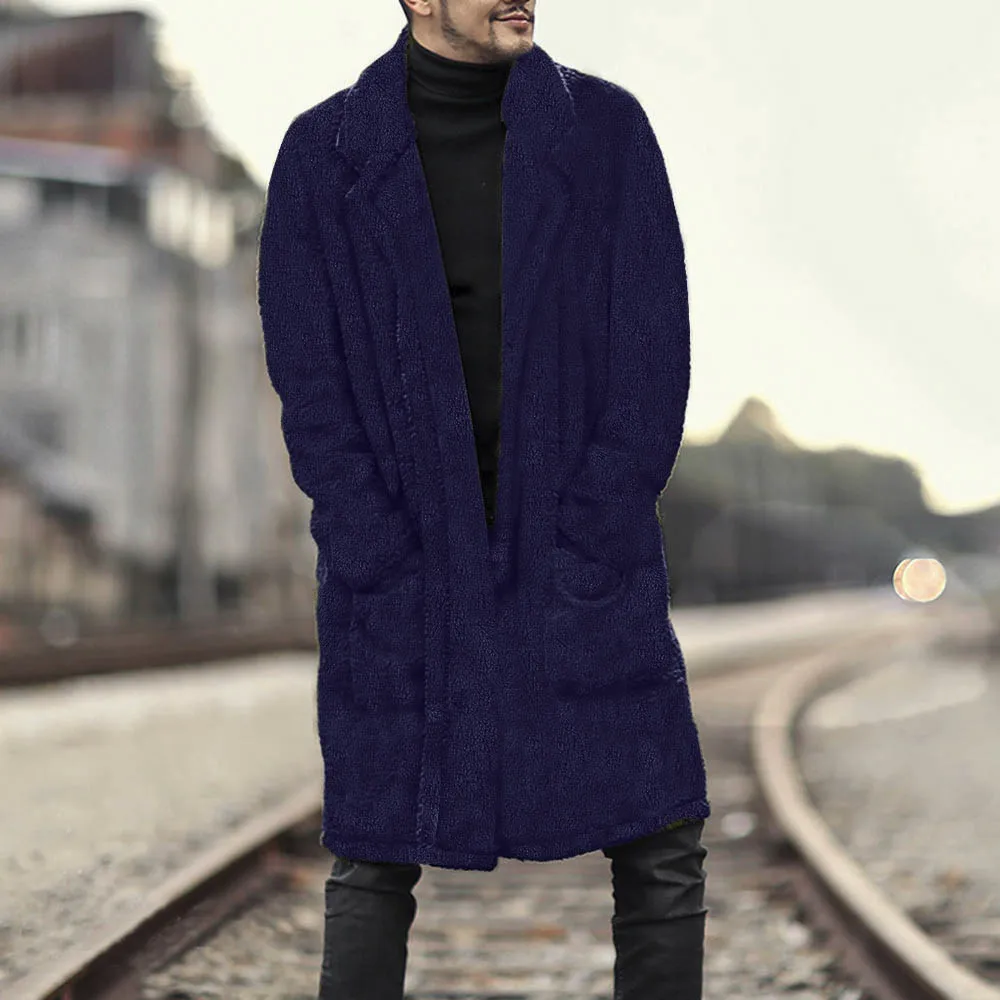 FeiTong пальто зимнее пальто для мужчин свободный теплый плюшевый кардиган длинный меховой двухсторонний пальто Топы Блузки куртка Тренч для мужчин