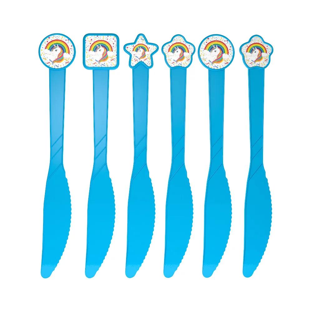 

10pcs/lot Unicorn party decoration Knife Spoon fork birthday party decorations easter baby shower supplies Disposable Tableware