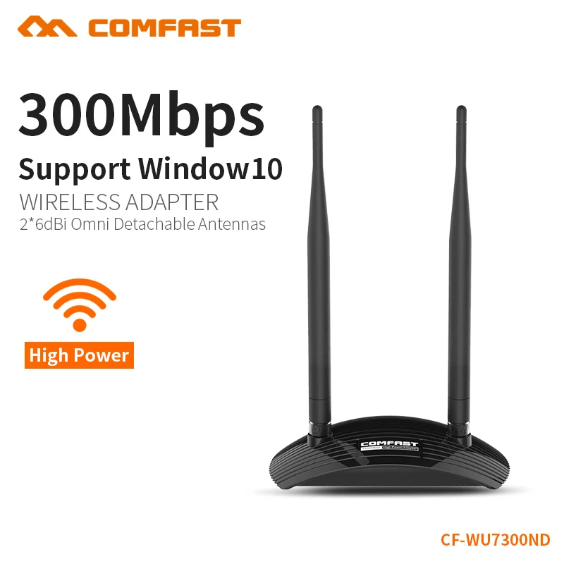 COMFAST 300 Мбит/с USB WiFi адаптер Wi-Fi приемник антенны 12dbi Dongle Windows 10 адаптера Ethernet 2.4 г