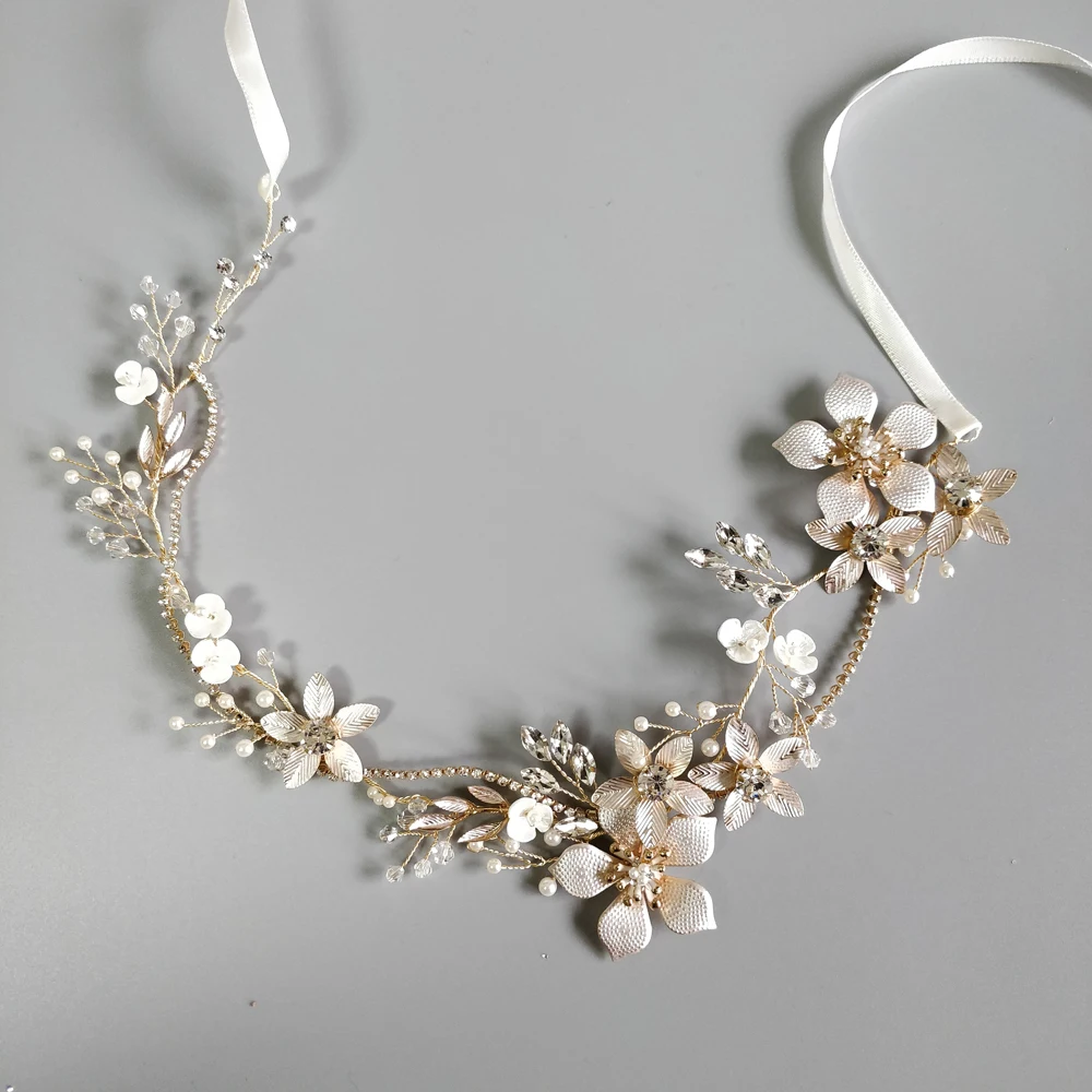 

Alloy Floral Bridal Hair Vine Handmade Wedding Headband Tiara