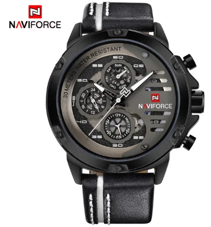 Для Мужчин's Элитный бренд часы NAVIFORCE 24 часовой дата Кожа Кварцевые мужчин