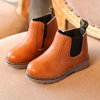 

Boys Spring Autumn Martin Boots Toddler Girls Leather Soft Flat Shoes Kids Casual Sneakers Solid Kids Boots Children Shoes21-36