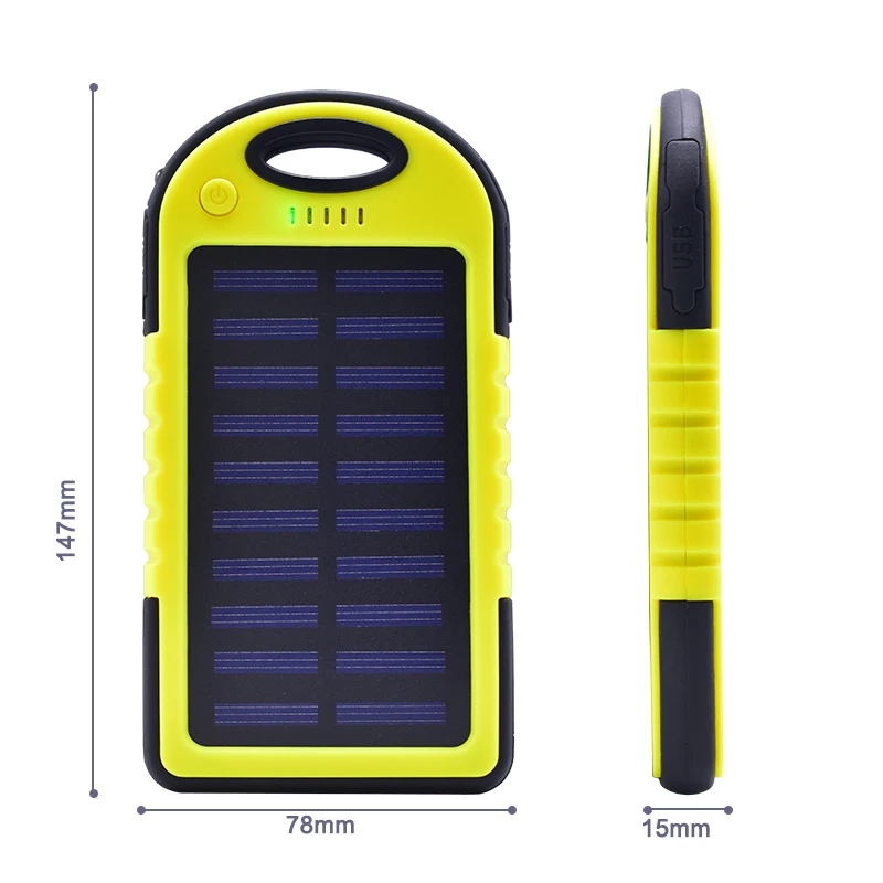8000mAh Solar Power Bank Portable Waterproof Solar Charger Dual-USB External Battery Power Bank Full Screen LED Light Backup 8000mAh Solar Power Bank Portable Waterproof Solar Charger Dual-USB External Battery Power Bank Full Screen LED Light Backup