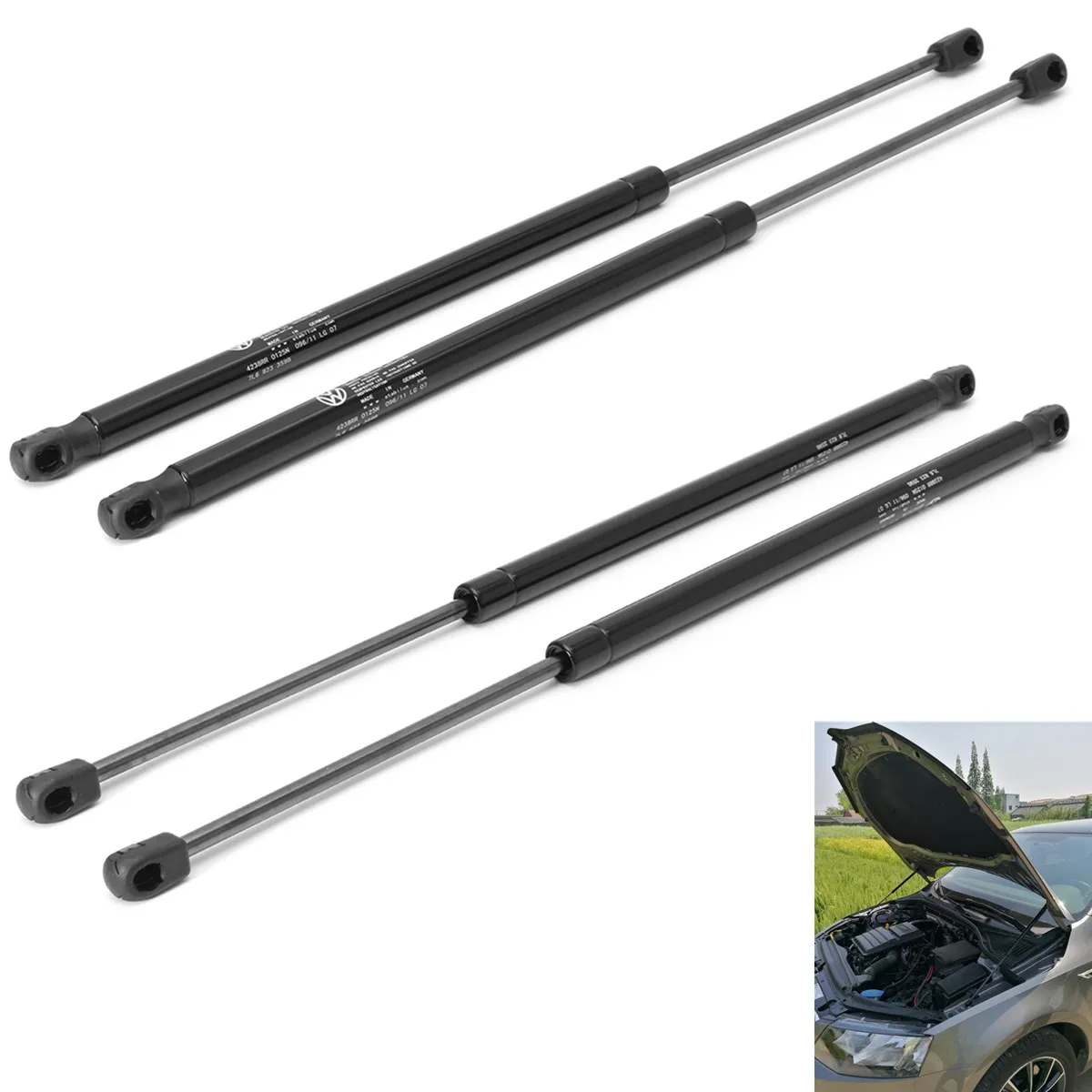 1 Pair Car Front Hood Lift Supports Shocks Struts Steel Black for