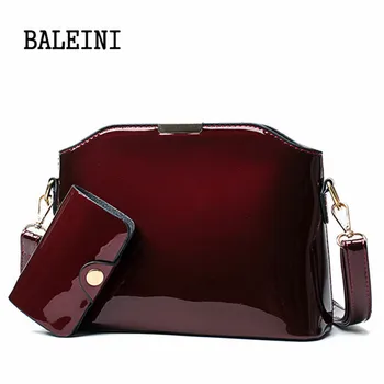 BALEINI 2018 Patent leather crossbody bags for women small brand designer shoulder bag new fashion ladies handbag sac a main mengxilu hot new famous brand design women handbag high quality real spilt leather bag ladies casual crossbody bag sac a main